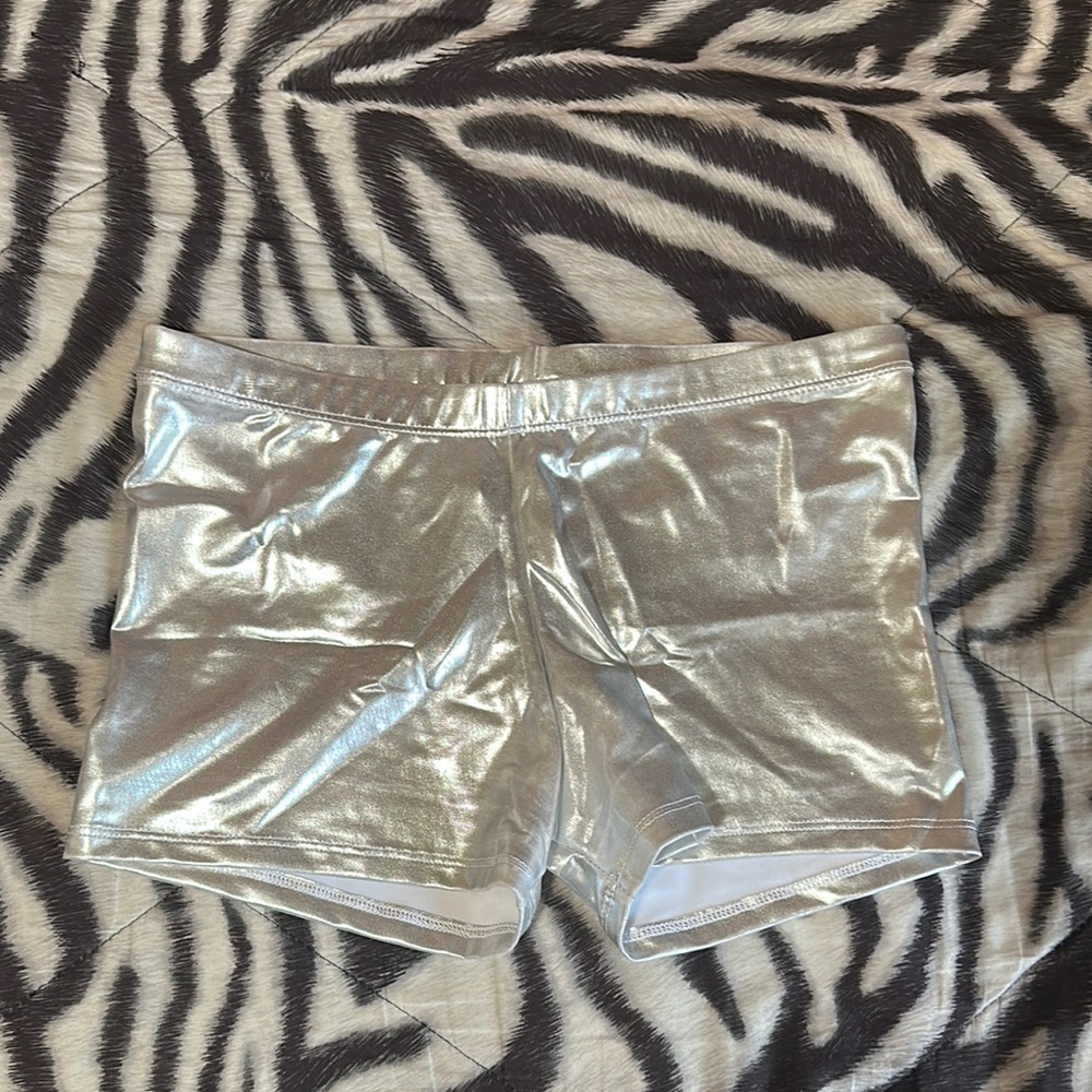 Shiny Silver Metallic Shorts